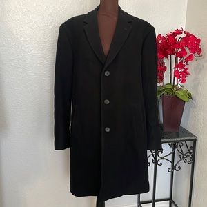 Jos. A. Bank 100% Wool Long Black Overcoat 46R